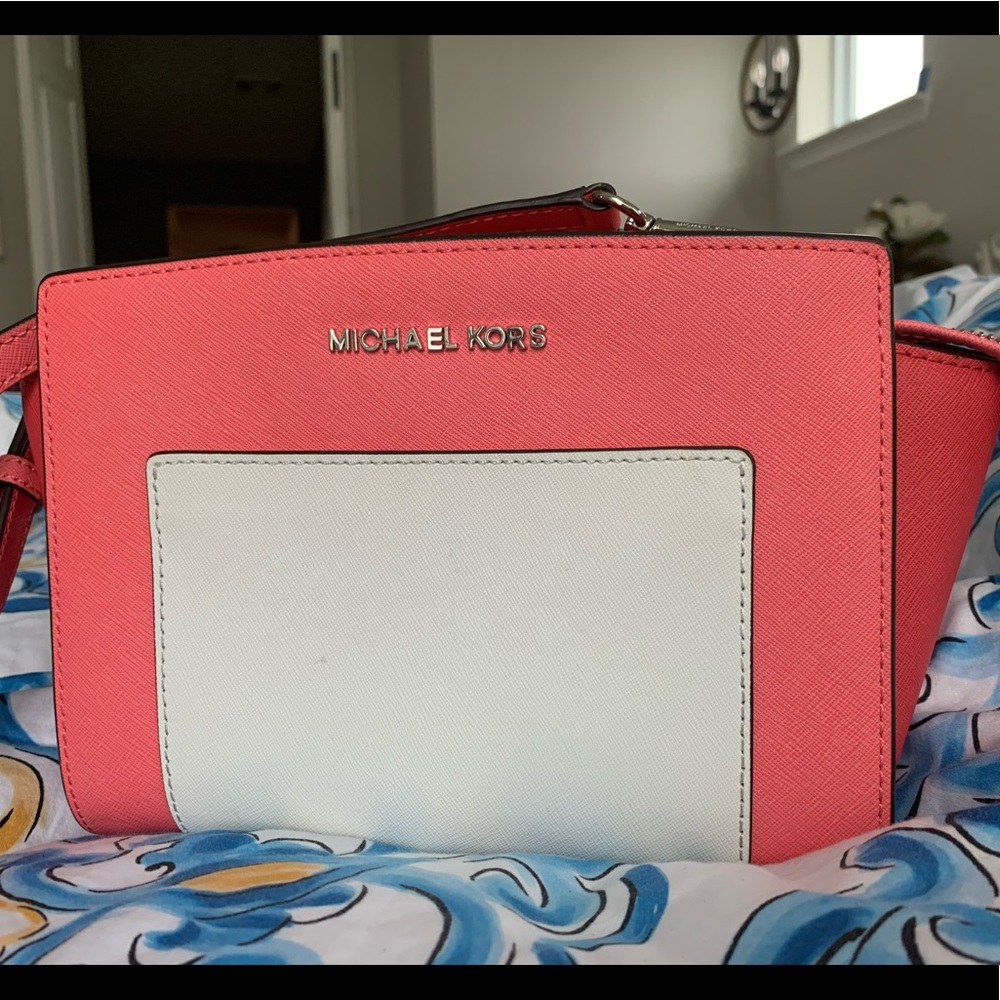 Michael Kors **two tone CORAL** handbag